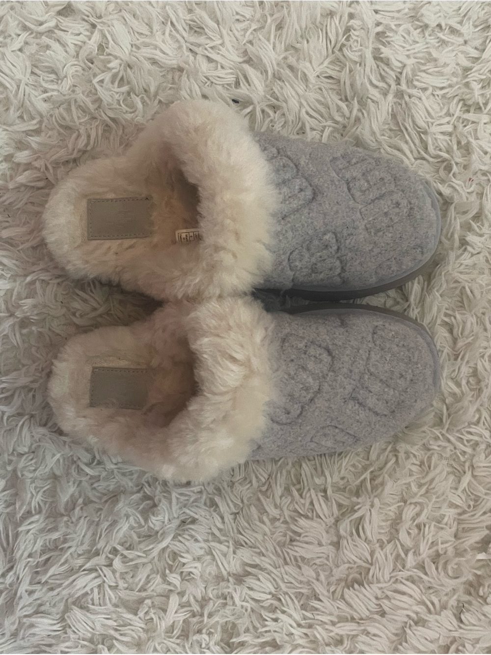 UGG Grey Wool Cozy Clog Slippers with Cream Shearling